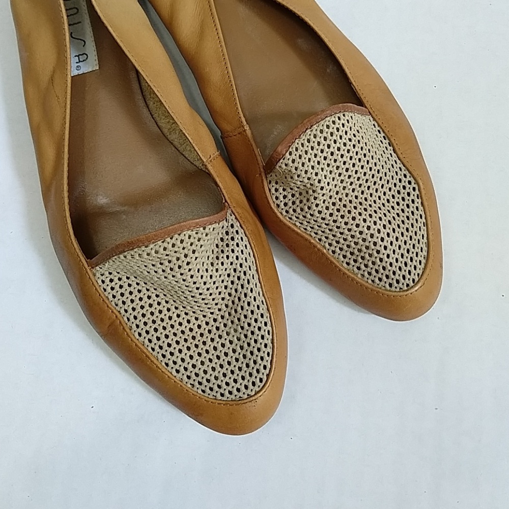 Unisa vintage leather flats with woven front